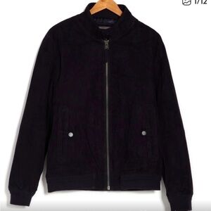 Slate & Stone 100% Goat Suede Bomber Jacket - BLACK - Men's Size